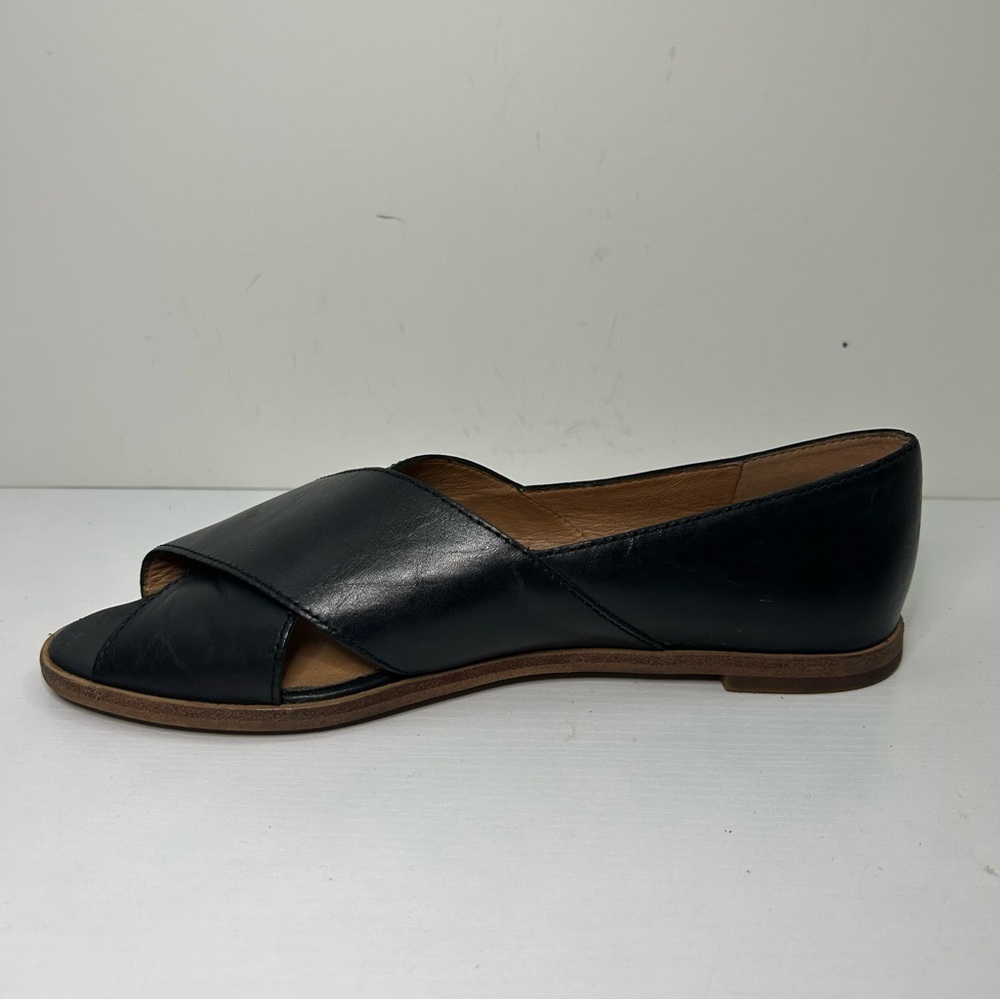Madewell The Blaine Crisscross Flat Black Leather Open Toe Flats Size 7.5 - Picture 15 of 16